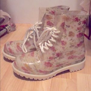 Dirty laundry lace up ankle bootie rain boot